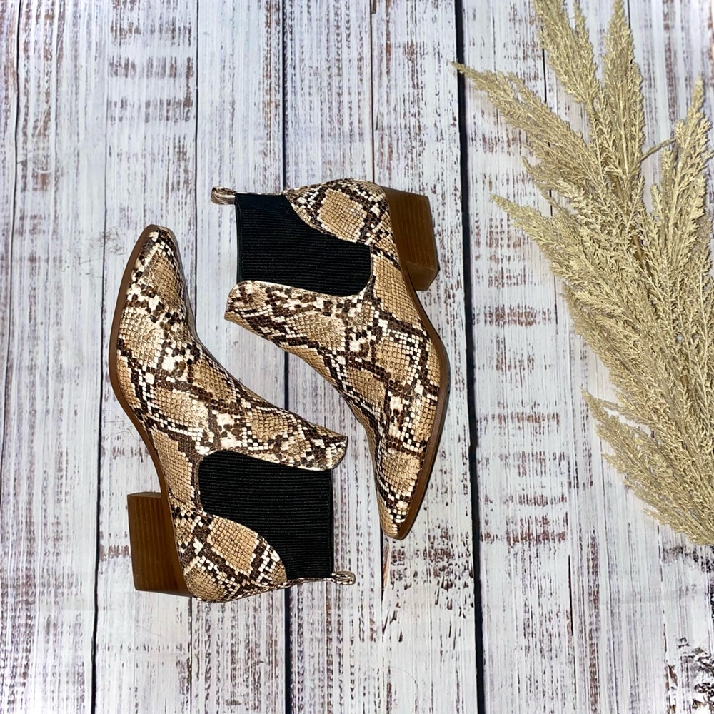 Abstract Snake Print Booties
